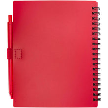 Load image into Gallery viewer, Niove recycled plastic soft cover notebook and ballpoint pen set (blue ink) — Red (back)