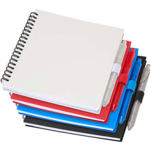Load image into Gallery viewer, Niove recycled plastic soft cover notebook and ballpoint pen set (blue ink) — group