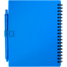 Load image into Gallery viewer, Niove recycled plastic soft cover notebook and ballpoint pen set (blue ink) — Blue (back)