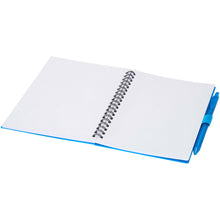Load image into Gallery viewer, Niove recycled plastic soft cover notebook and ballpoint pen set (blue ink) — Blue (detail)