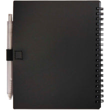 Load image into Gallery viewer, Niove recycled plastic soft cover notebook and ballpoint pen set (blue ink) — Black (back)