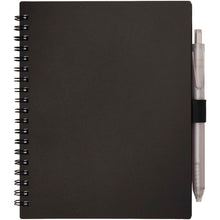 Load image into Gallery viewer, Niove recycled plastic soft cover notebook and ballpoint pen set (blue ink) — Black (front)