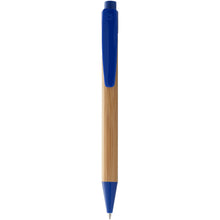 Load image into Gallery viewer, Borneo bamboo ballpoint pen (black ink) — Natural / Royal blue