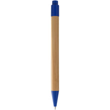 Load image into Gallery viewer, Borneo bamboo ballpoint pen (black ink) — Natural / Royal blue (back)