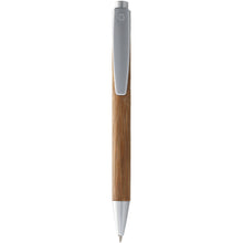 Load image into Gallery viewer, Borneo bamboo ballpoint pen (black ink) — Natural / Silver (front)