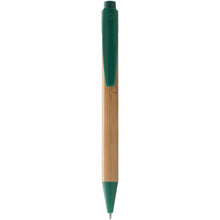 Load image into Gallery viewer, Borneo bamboo ballpoint pen (black ink) — Natural / Green (front)