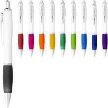 Load image into Gallery viewer, Nash ballpoint pen with white barrel and coloured grip (black ink) — group
