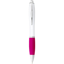Load image into Gallery viewer, Nash ballpoint pen with white barrel and coloured grip (black ink) — White / Pink