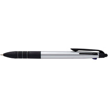 Load image into Gallery viewer, Trine 3-ink RCS recycled ballpoint pen with stylus — Silver / Black (front)
