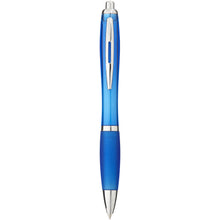 Load image into Gallery viewer, Nash ballpoint pen with coloured barrel and grip (black ink) — Aqua blue (front)