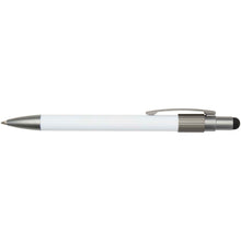 Load image into Gallery viewer, Rill RCS recycled ballpoint pen with stylus and fidget spinner (blue ink) — White (front)
