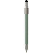 Load image into Gallery viewer, Rill RCS recycled ballpoint pen with stylus and fidget spinner (blue ink) — Heather green (back)