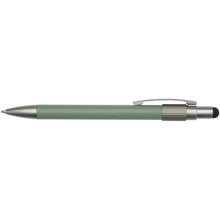 Load image into Gallery viewer, Rill RCS recycled ballpoint pen with stylus and fidget spinner (blue ink) — Heather green (front)