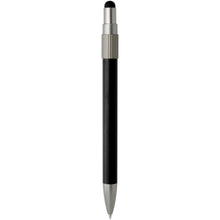 Load image into Gallery viewer, Rill RCS recycled ballpoint pen with stylus and fidget spinner (blue ink) — Black (back)