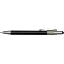 Load image into Gallery viewer, Rill RCS recycled ballpoint pen with stylus and fidget spinner (blue ink) — Black (front)