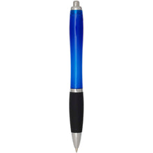 Load image into Gallery viewer, Nash RCS recycled plastic ballpoint pen with coloured barrel and black grip (black ink) — Royal blue (back)