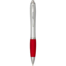 Load image into Gallery viewer, Nash RCS recycled plastic ballpoint pen with silver barrel and coloured grip (black ink) — Red