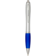Load image into Gallery viewer, Nash RCS recycled plastic ballpoint pen with silver barrel and coloured grip (black ink) — Royal blue