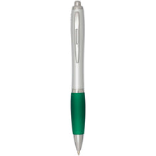 Load image into Gallery viewer, Nash RCS recycled plastic ballpoint pen with silver barrel and coloured grip (black ink) — Green