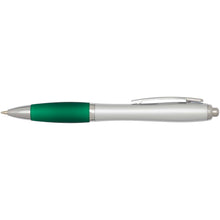 Load image into Gallery viewer, Nash RCS recycled plastic ballpoint pen with silver barrel and coloured grip (black ink) — Green (front)