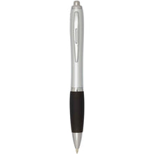 Load image into Gallery viewer, Nash RCS recycled plastic ballpoint pen with silver barrel and coloured grip (black ink) — Black