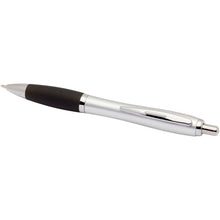 Load image into Gallery viewer, Nash RCS recycled plastic ballpoint pen with silver barrel and coloured grip (black ink) — Black (detail)