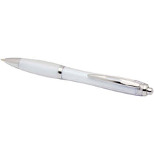 Load image into Gallery viewer, Nash RCS recycled plastic ballpoint pen with coloured barrel and grip (blue ink) — Transparent (detail)