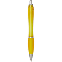 Load image into Gallery viewer, Nash RCS recycled plastic ballpoint pen with coloured barrel and grip (blue ink) — Yellow (back)