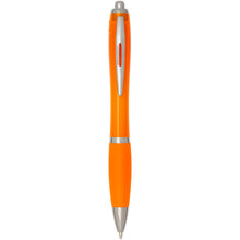 Load image into Gallery viewer, Nash RCS recycled plastic ballpoint pen with coloured barrel and grip (blue ink) — Orange