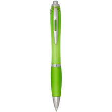 Load image into Gallery viewer, Nash RCS recycled plastic ballpoint pen with coloured barrel and grip (blue ink) — Lime