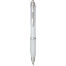 Load image into Gallery viewer, Nash RCS recycled plastic ballpoint pen with coloured barrel and grip (black ink) — Transparent