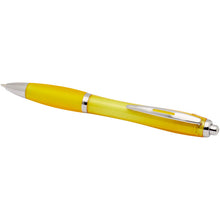 Load image into Gallery viewer, Nash RCS recycled plastic ballpoint pen with coloured barrel and grip (black ink) — Yellow (detail)