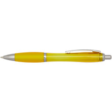 Load image into Gallery viewer, Nash RCS recycled plastic ballpoint pen with coloured barrel and grip (black ink) — Yellow (front)