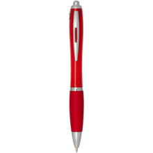 Load image into Gallery viewer, Nash RCS recycled plastic ballpoint pen with coloured barrel and grip (black ink) — Red