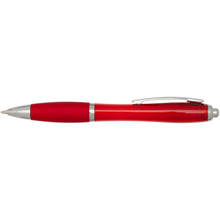 Load image into Gallery viewer, Nash RCS recycled plastic ballpoint pen with coloured barrel and grip (black ink) — Red (front)