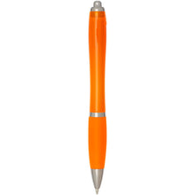 Load image into Gallery viewer, Nash RCS recycled plastic ballpoint pen with coloured barrel and grip (black ink) — Orange (back)