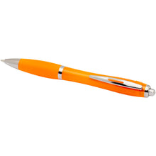 Load image into Gallery viewer, Nash RCS recycled plastic ballpoint pen with coloured barrel and grip (black ink) — Orange (detail)