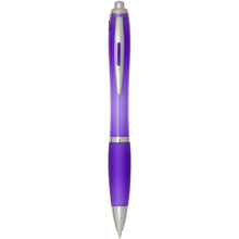 Load image into Gallery viewer, Nash RCS recycled plastic ballpoint pen with coloured barrel and grip (black ink) — Purple