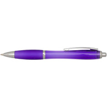 Load image into Gallery viewer, Nash RCS recycled plastic ballpoint pen with coloured barrel and grip (black ink) — Purple (front)