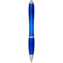 Load image into Gallery viewer, Nash RCS recycled plastic ballpoint pen with coloured barrel and grip (black ink) — Royal blue (back)