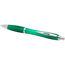 Load image into Gallery viewer, Nash RCS recycled plastic ballpoint pen with coloured barrel and grip (black ink) — Green (detail)