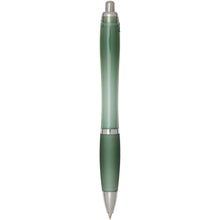 Load image into Gallery viewer, Nash RCS recycled plastic ballpoint pen with coloured barrel and grip (black ink) — Heather green (back)