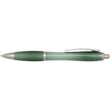 Load image into Gallery viewer, Nash RCS recycled plastic ballpoint pen with coloured barrel and grip (black ink) — Heather green (front)