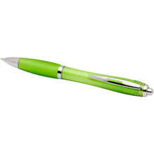 Load image into Gallery viewer, Nash RCS recycled plastic ballpoint pen with coloured barrel and grip (black ink) — Lime (detail)