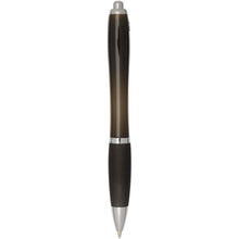 Load image into Gallery viewer, Nash RCS recycled plastic ballpoint pen with coloured barrel and grip (black ink) — Black (back)