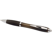 Load image into Gallery viewer, Nash RCS recycled plastic ballpoint pen with coloured barrel and grip (black ink) — Black (detail)