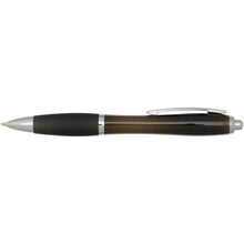 Load image into Gallery viewer, Nash RCS recycled plastic ballpoint pen with coloured barrel and grip (black ink) — Black (front)