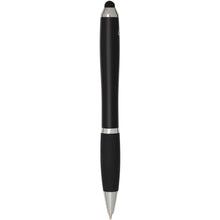 Load image into Gallery viewer, Nash RCS recycled plastic stylus ballpoint pen with coloured barrel and black grip (blue ink) — Black (back)