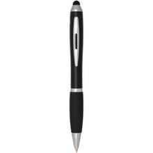 Load image into Gallery viewer, Nash RCS recycled plastic stylus ballpoint pen with coloured barrel and black grip (blue ink) — Black
