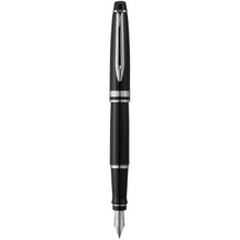 Load image into Gallery viewer, Waterman Expert fountain pen (blue ink) — Black / Chrome (front)